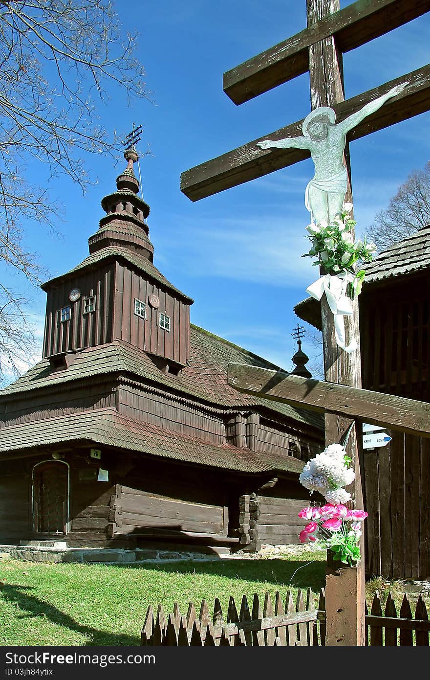 Church of archangel Michael (slovak: Kostol archanjela Michala) in village Rusky Potok, east region of Slovakia. Church of archangel Michael (slovak: Kostol archanjela Michala) in village Rusky Potok, east region of Slovakia.