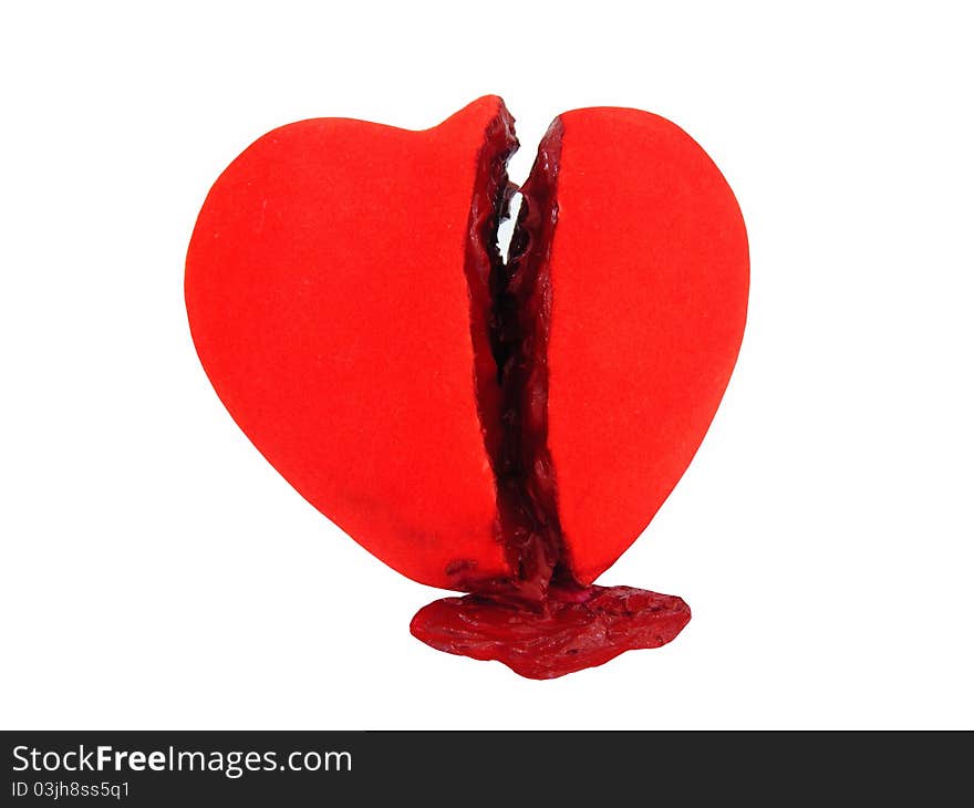 Broken heart on white background. Broken heart on white background