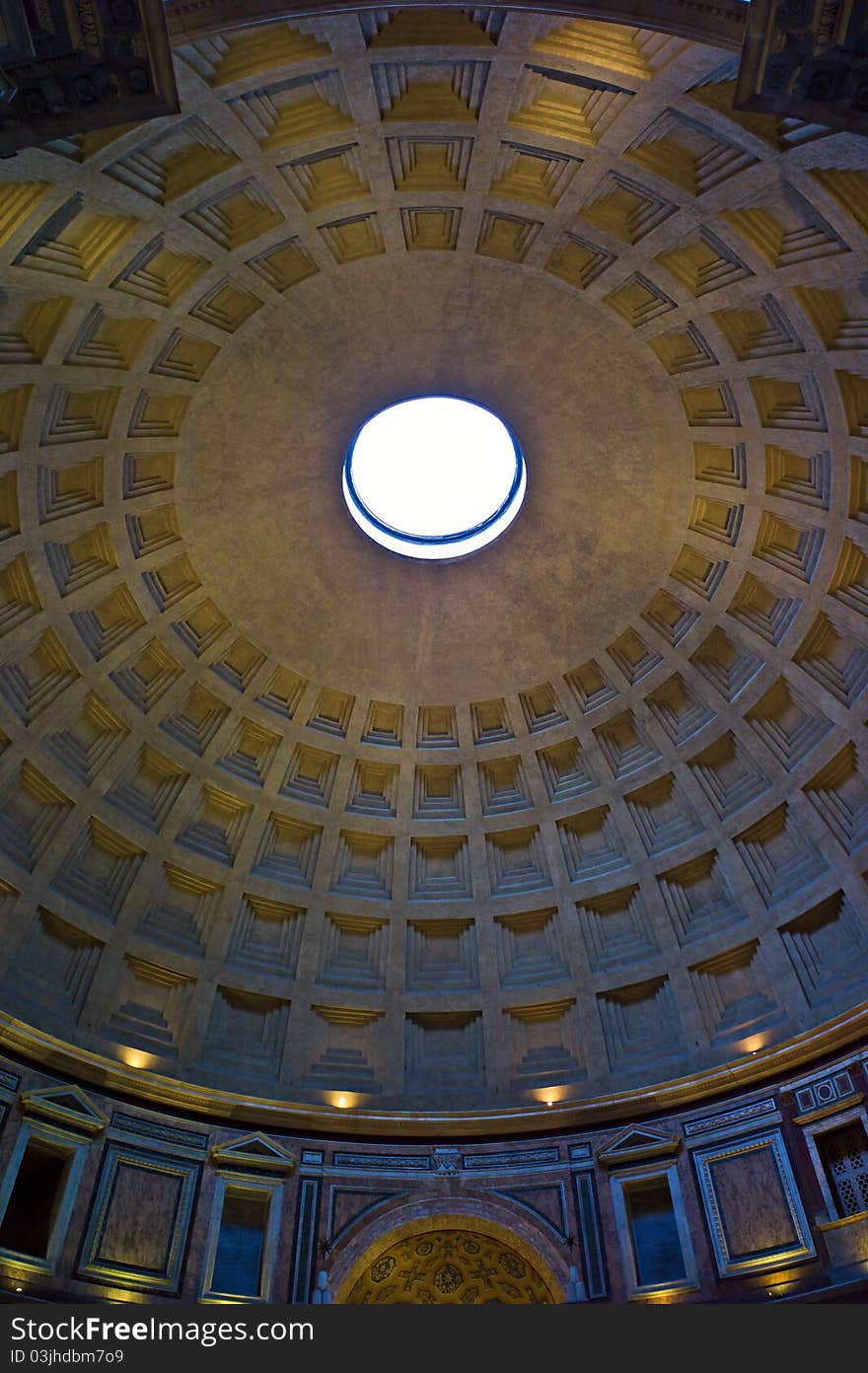 Interior of the historic Pantheon of Rome, Italy