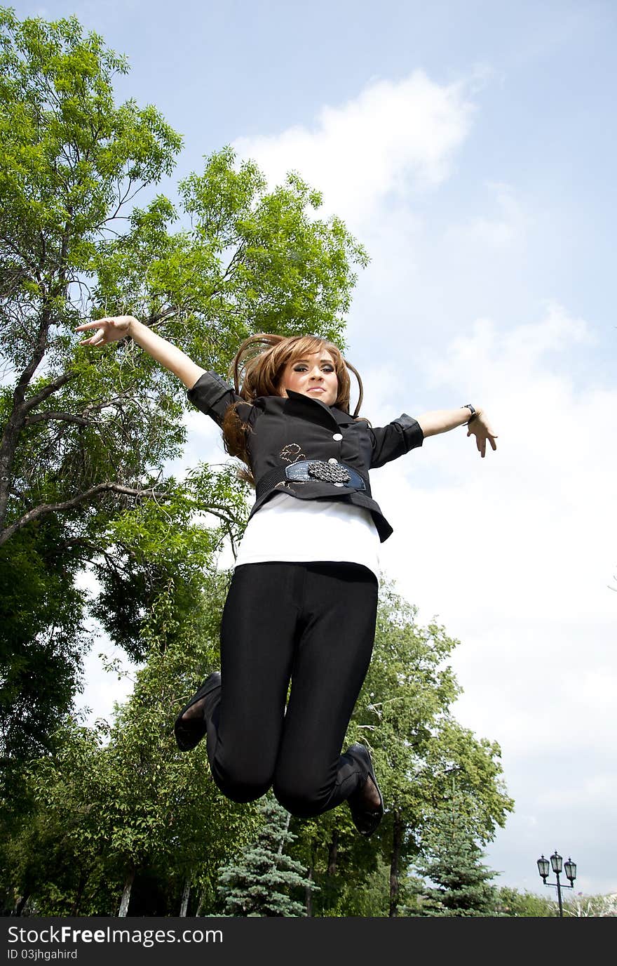 Young girl jumping