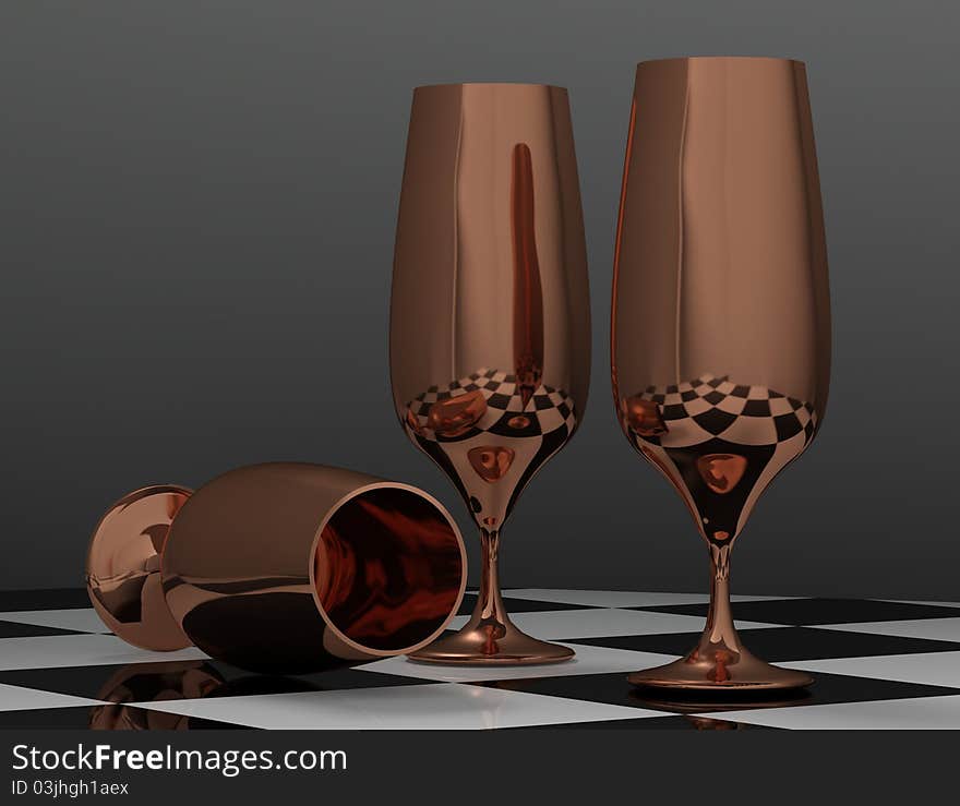 Computer generated image , three glasses