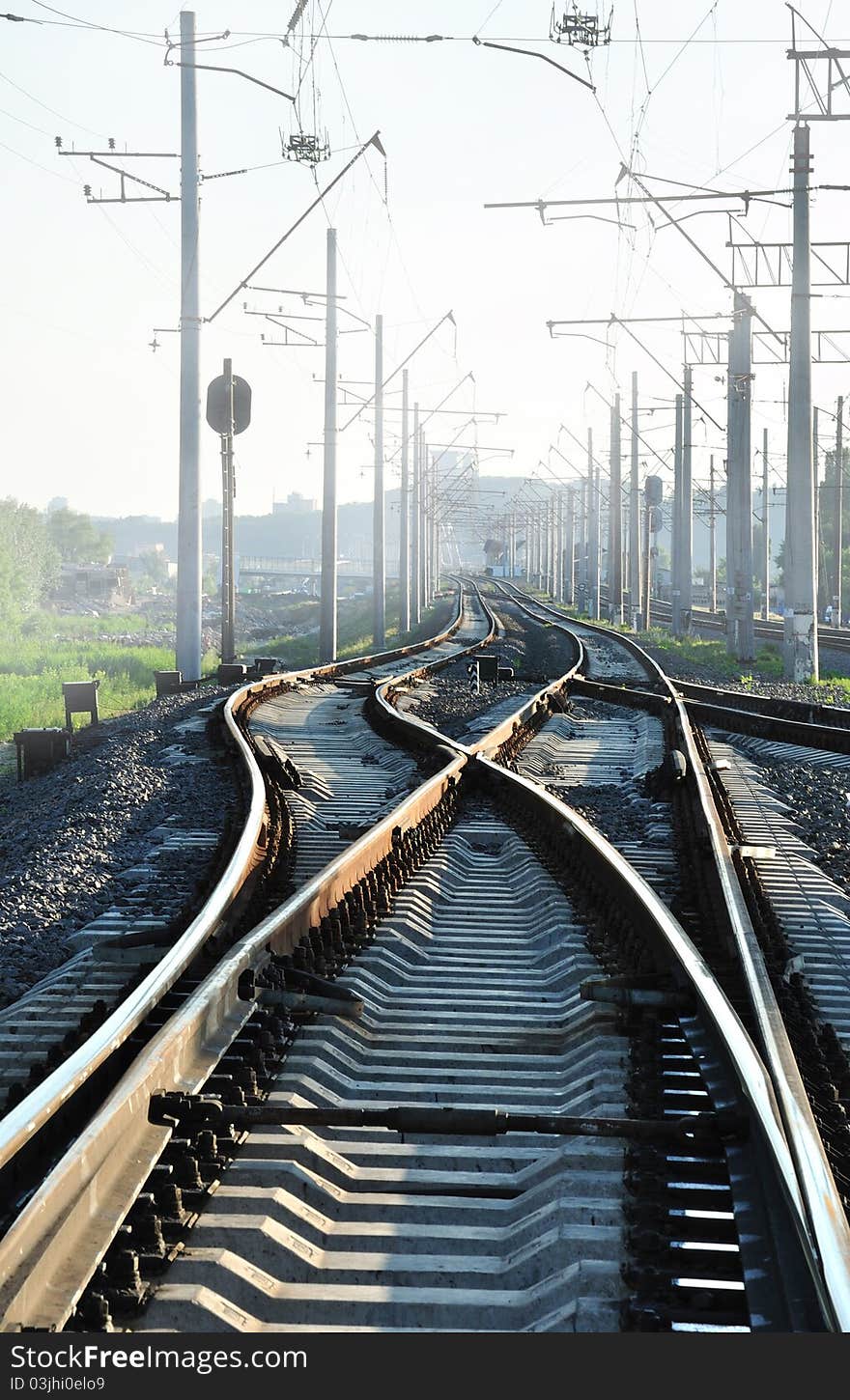 The rails in different directions (in smog time). The rails in different directions (in smog time)