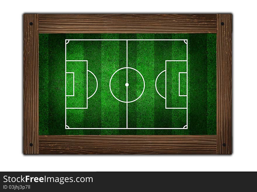 Soccer field on wooden frame