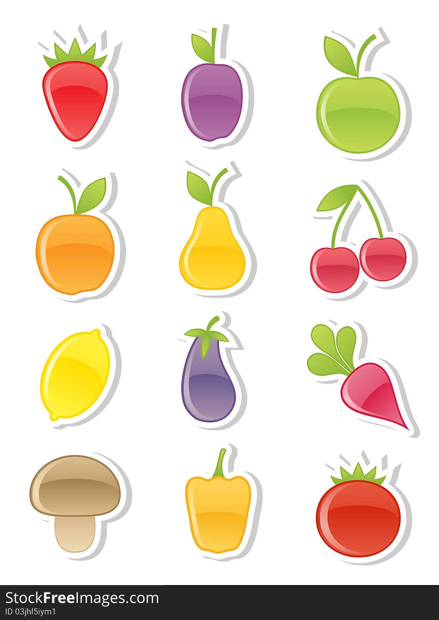 The Set of fruits and vegetables.