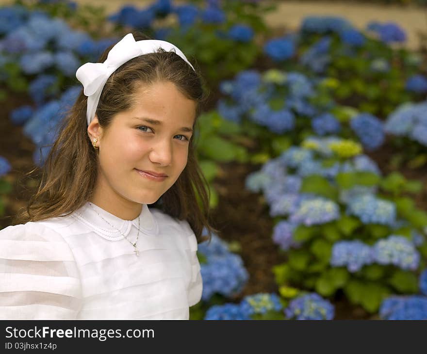 Beautiful girl in her first communion