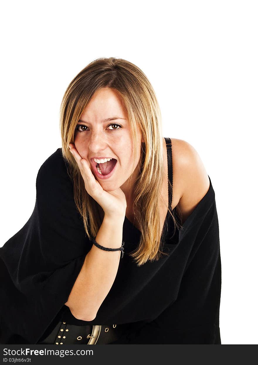 Surprised Woman On A White Background