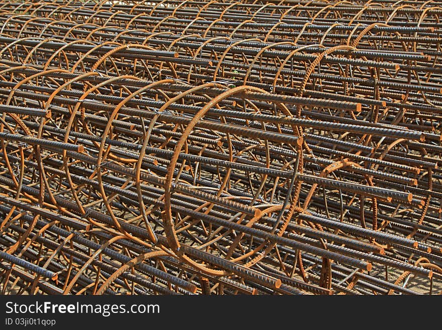 Steel cage at the construction site