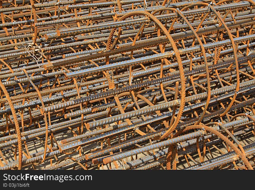 Steel cage at the construction site