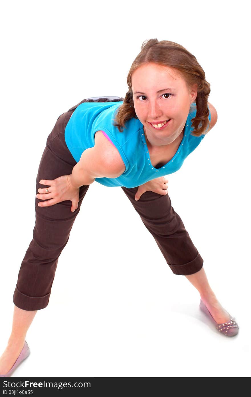 Athletic woman in sexual pose