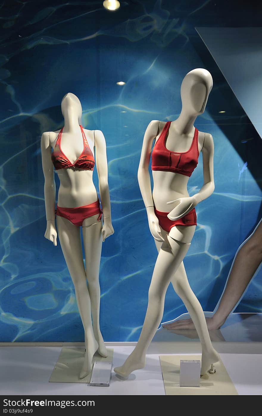 Model with Swimsuit in showcase. Model with Swimsuit in showcase.