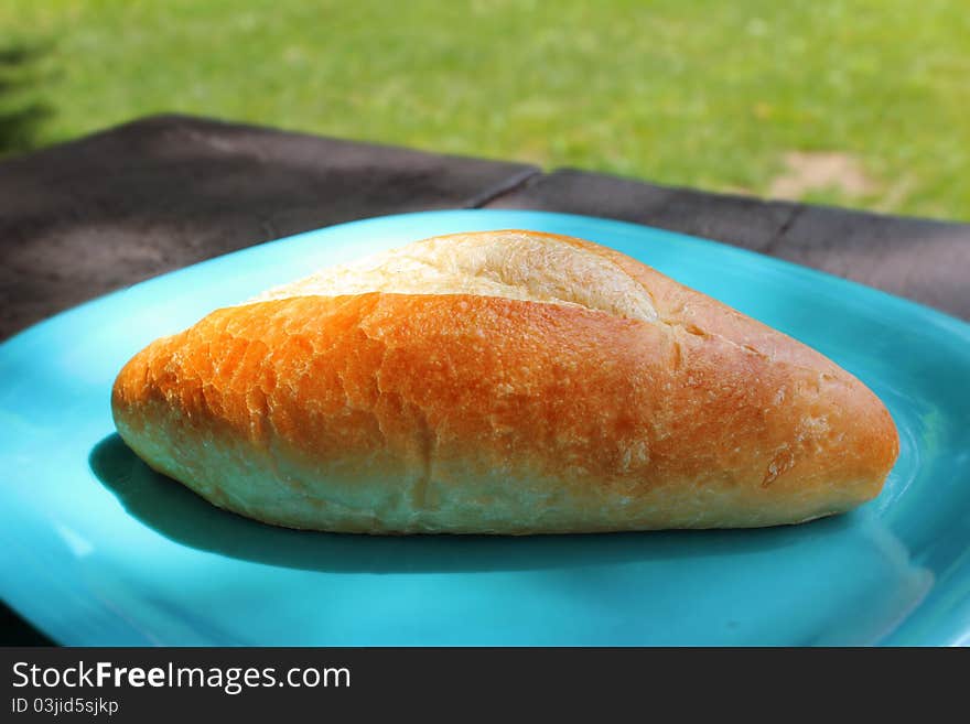 Fresh bread on the plate