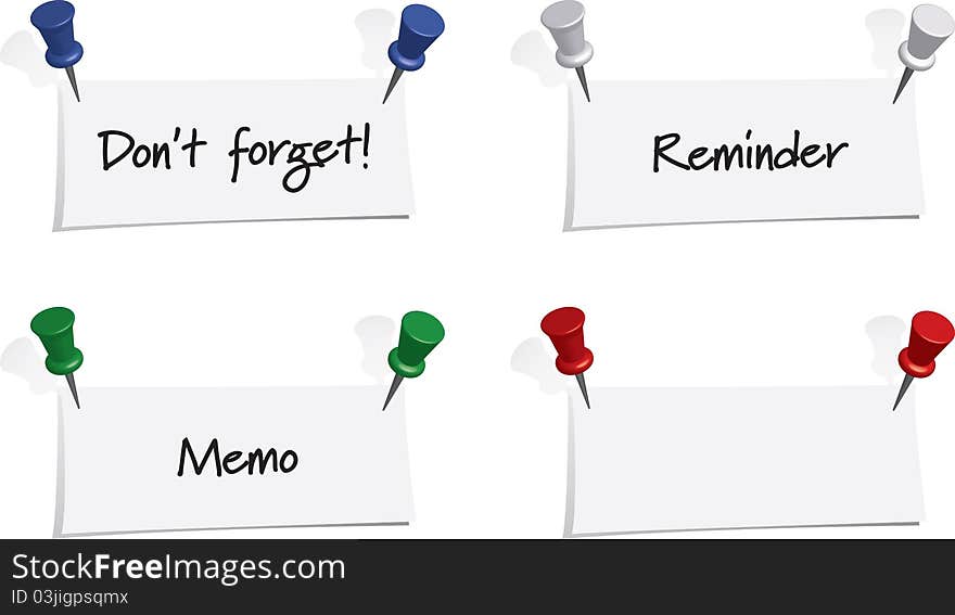 Set of 4 Memos with Push Pins