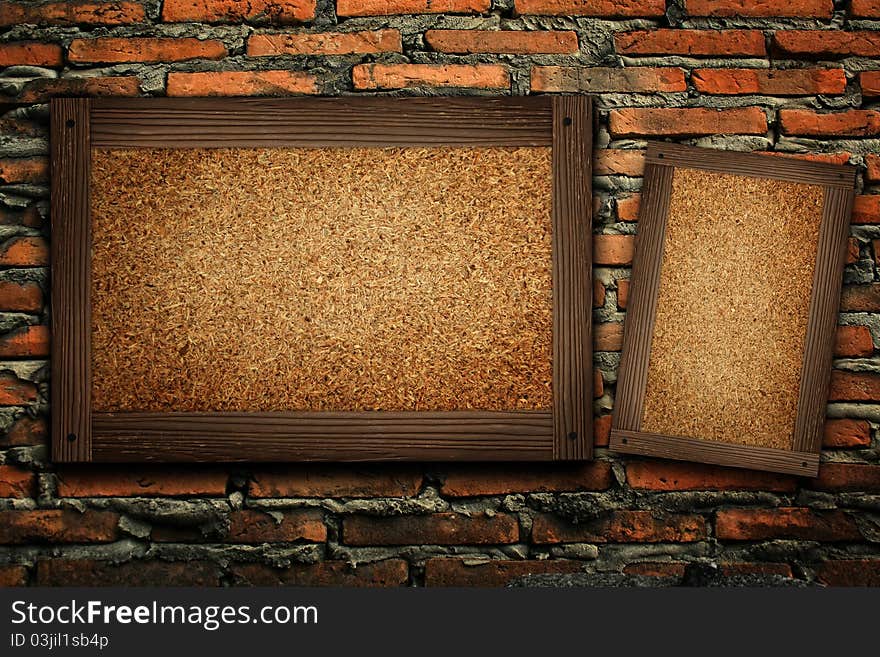 Old Wood Frame On Brick Wall