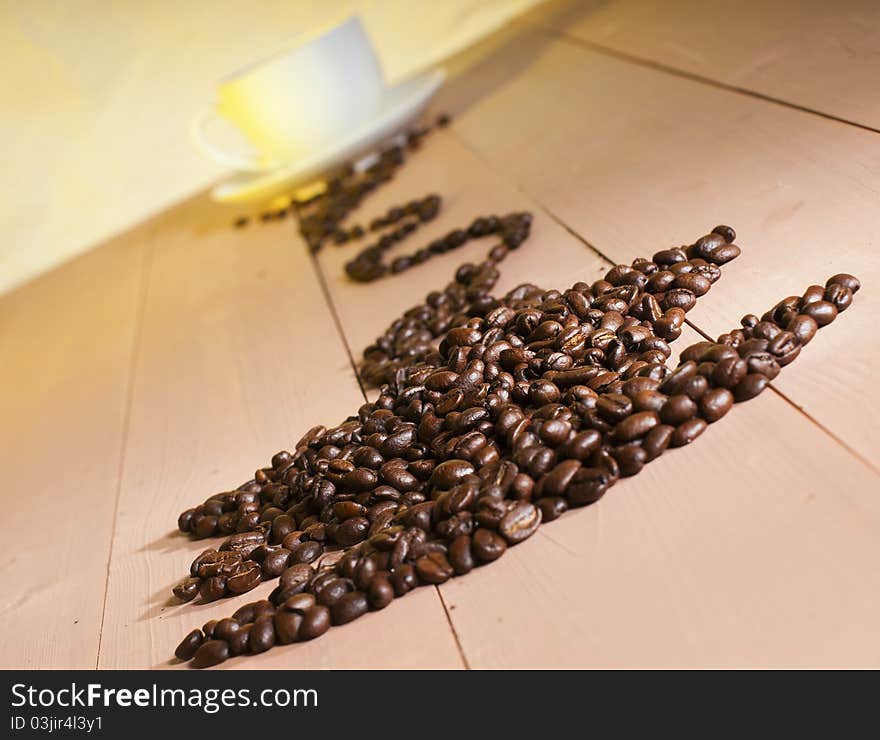 Coffee beans in the form of cups