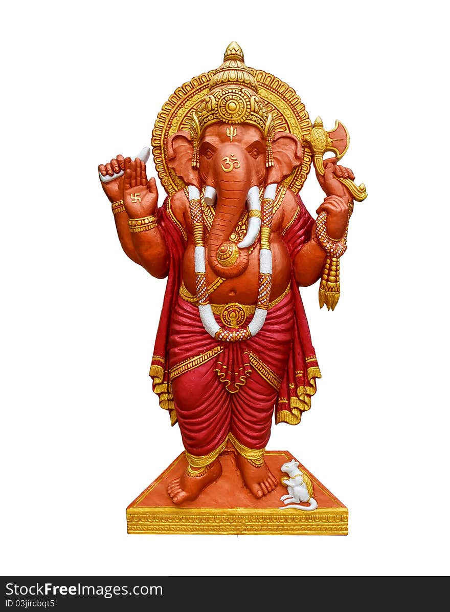 Elephant god ,Hindu,on white background