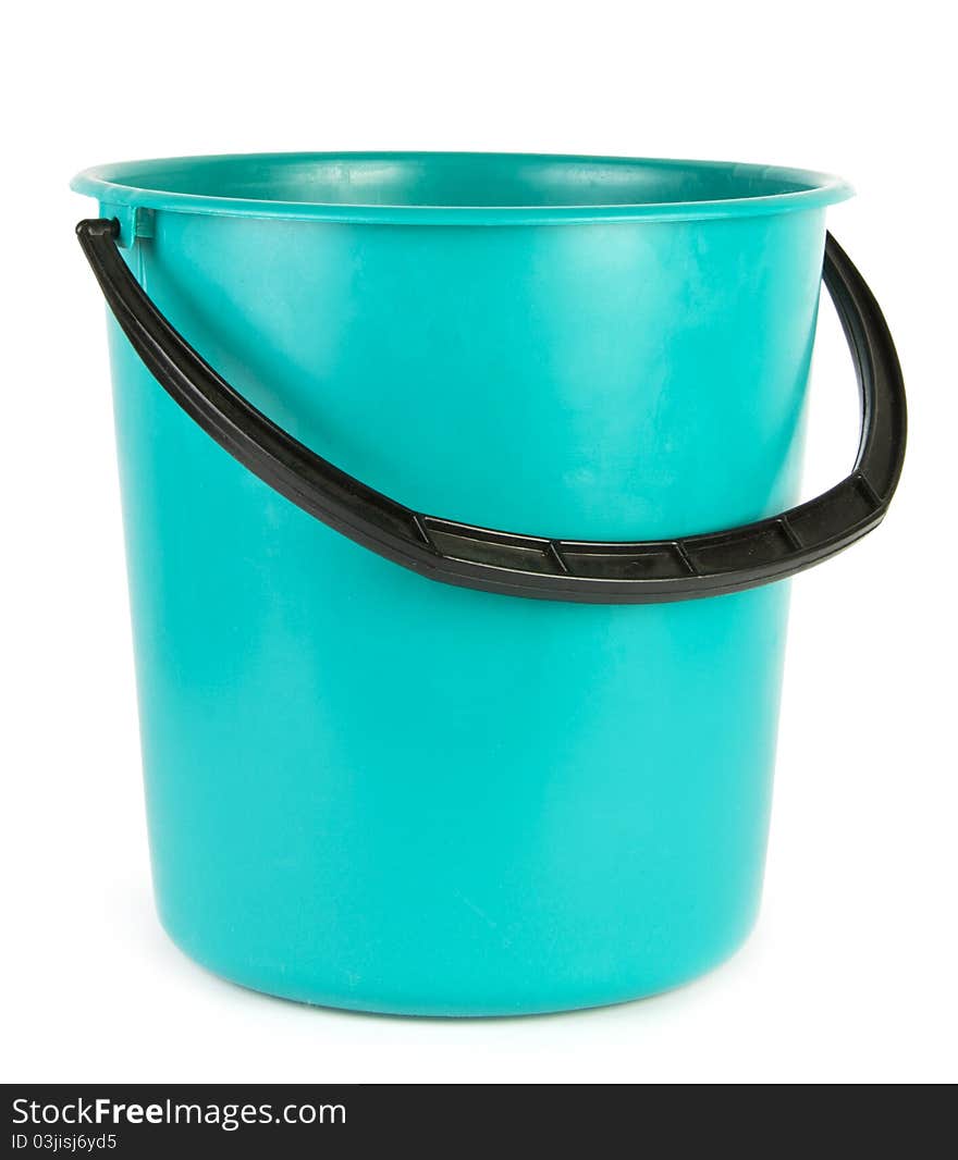 One empty bucket on white background