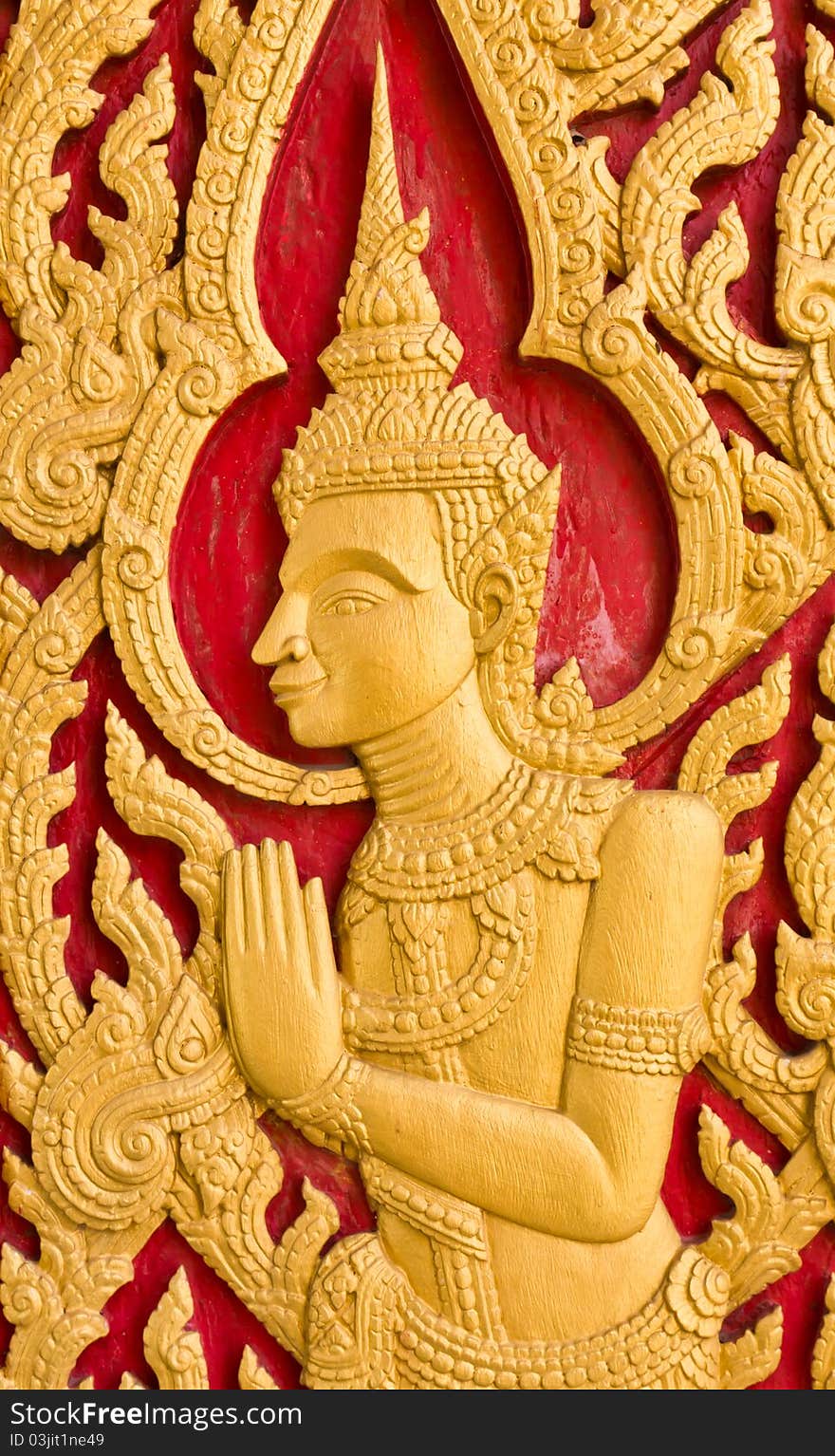 Traditional Thai art church door in temple,Thailand