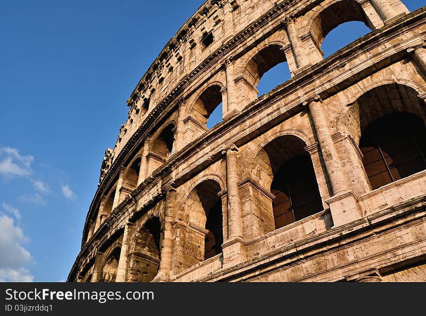 Ancient Walls of Great Roman amphitheater Colosseum in Rome, Italy. Ancient Walls of Great Roman amphitheater Colosseum in Rome, Italy