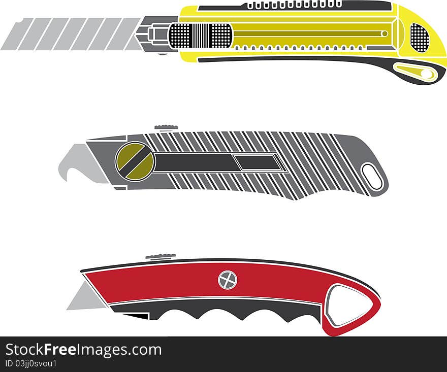 Colour cutter knifes. stencil. vector illustration