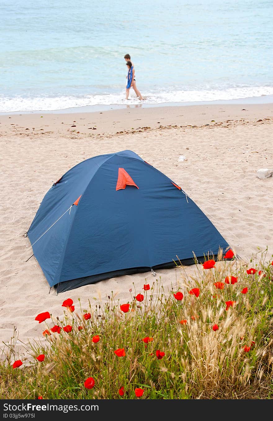 My tent on the beach