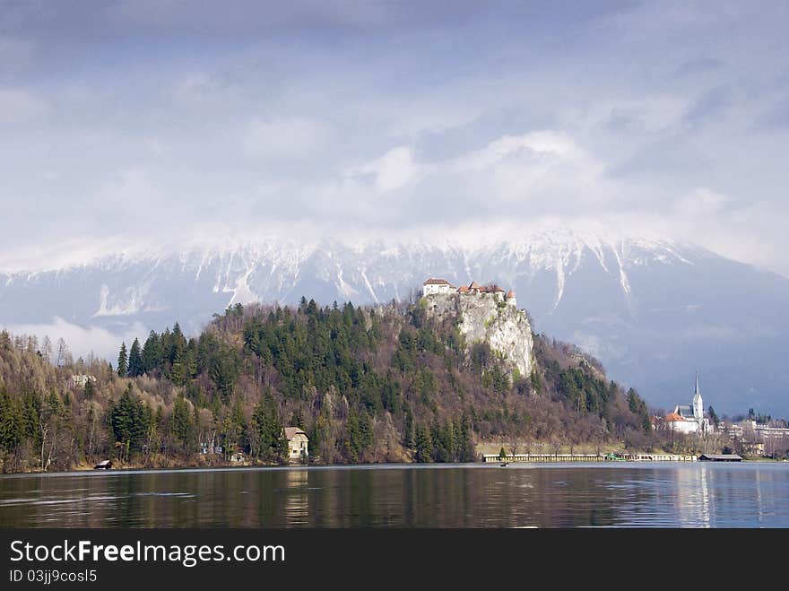 The castle above the lake of Bled. The castle above the lake of Bled