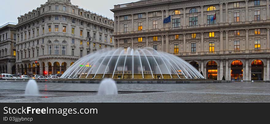 La bellissima fontana di piazza de ferrari a Genova