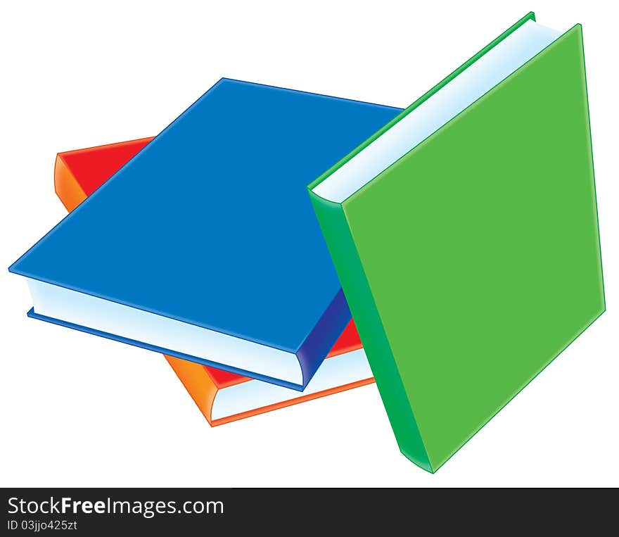 Clip-art illustration of books, on a white background