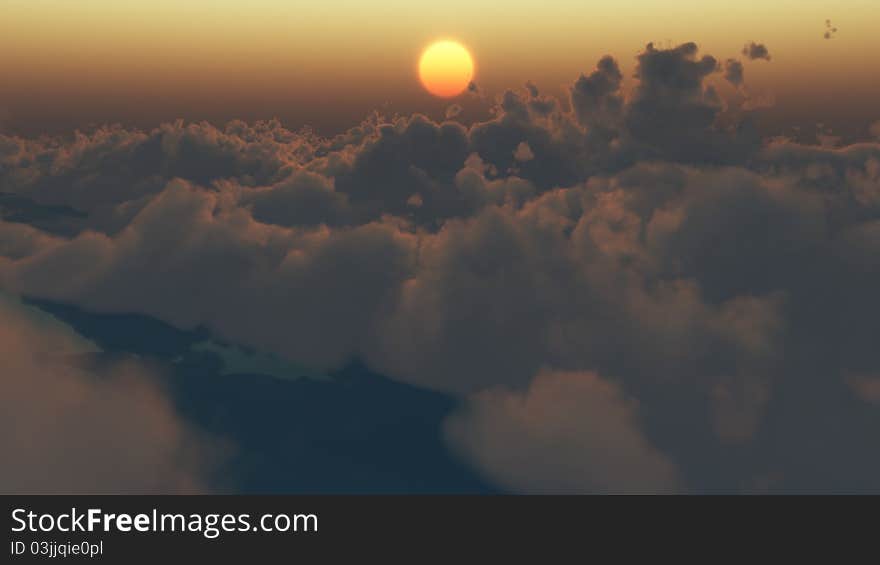 Cloud Tops at Sunset (Raster)