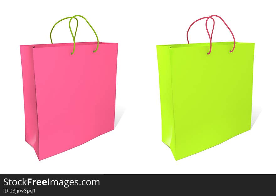 Empty shopping bag on white background