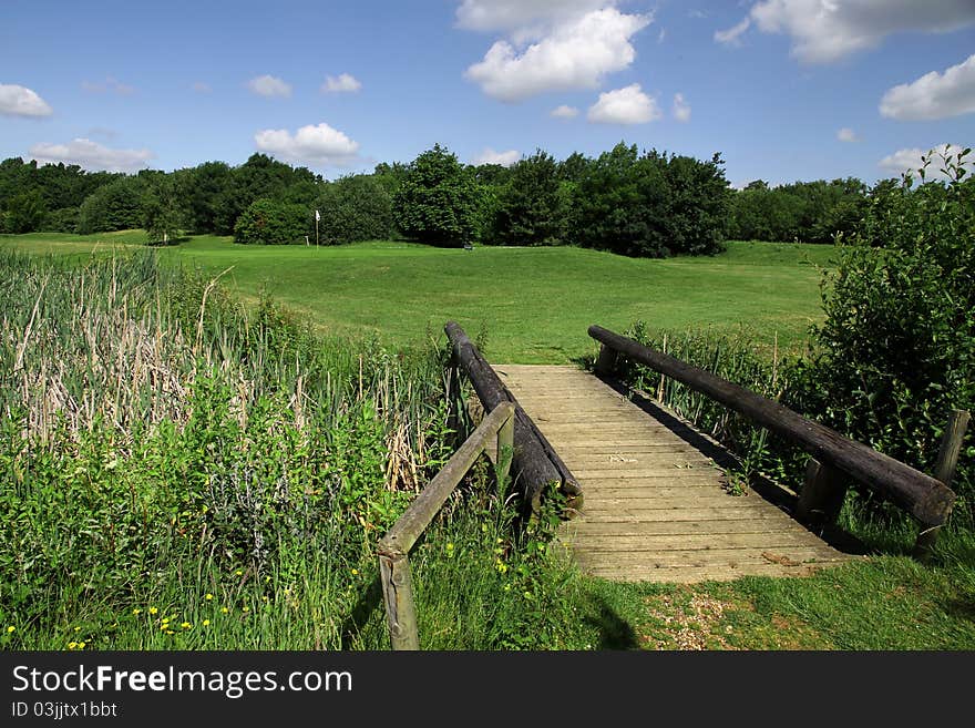 Beautiful scenery of a golf course. Beautiful scenery of a golf course