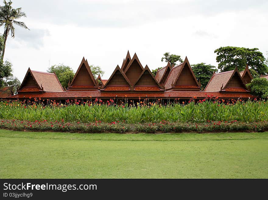 The Traditional Thai house with the garden