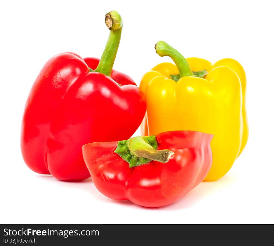 Red and yellow sweet peppers