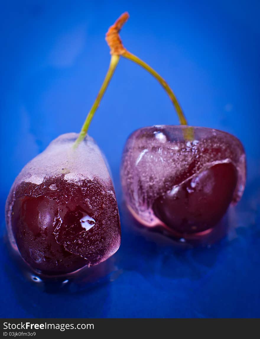 Two Cherries in an ice