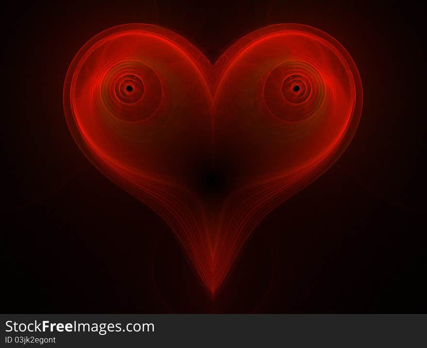 Big red 3d fractal heart. Big red 3d fractal heart