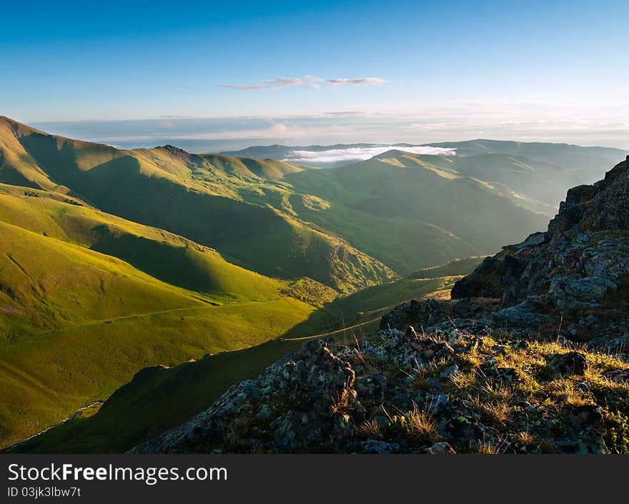 A sunrise over Caucasus mountains. A sunrise over Caucasus mountains