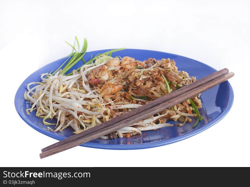 A famous Thai's dish Phad thai. Fried noodle with shrimp. A famous Thai's dish Phad thai. Fried noodle with shrimp.