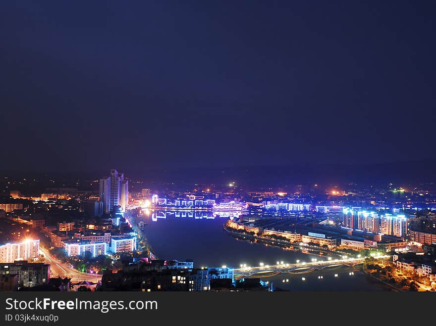 Chinese western small town evening. Chinese western small town evening