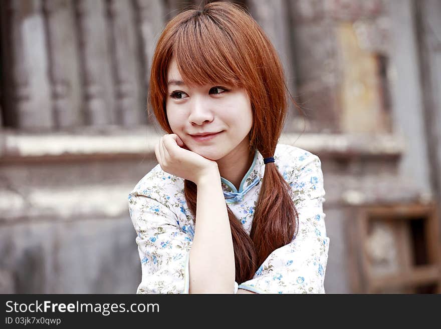 Smiling girl next door outdoor portrait.