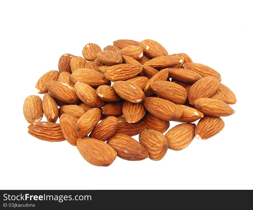 Almond nuts on white background. Almond nuts on white background