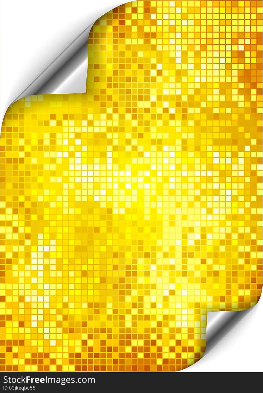 Mosaic from golden pixels and a gradient. Mosaic from golden pixels and a gradient