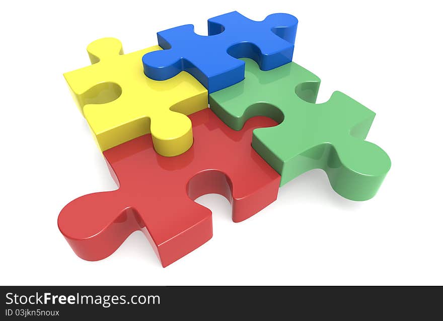 Blue, yellow, red and green Puzzle. Blue, yellow, red and green Puzzle