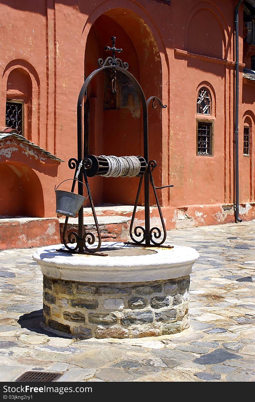 A Well At Monastery Xenofontos On Mount Atho