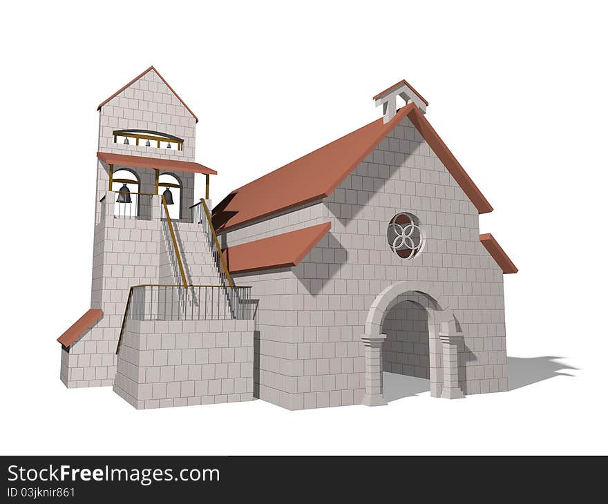 Church on a white background