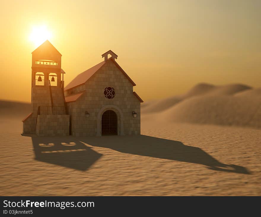 Church on a desert background