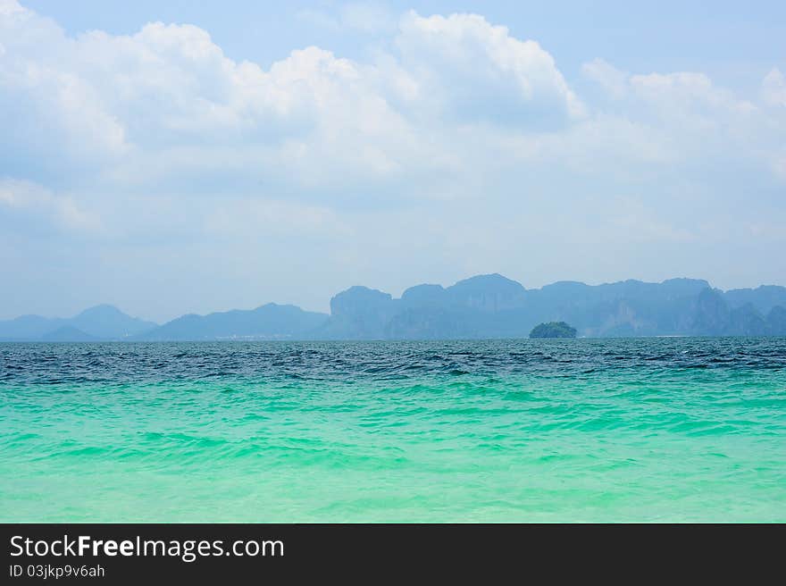 Sea with island in the background