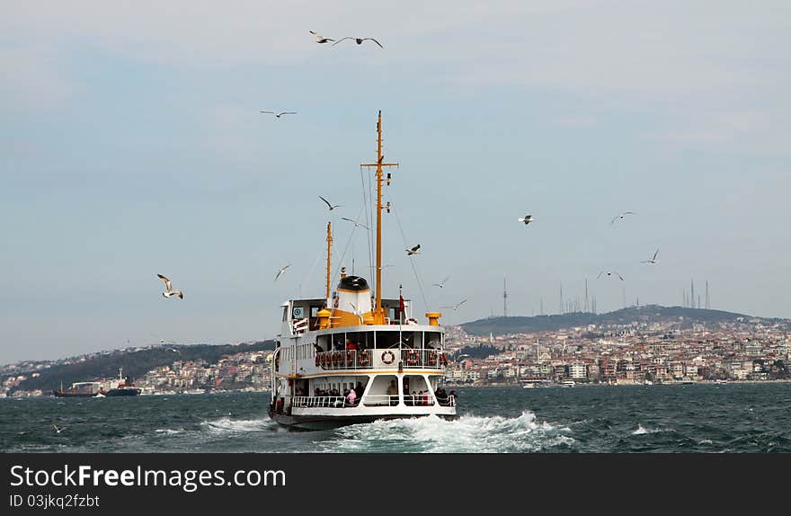 The Passenger ship in Bosporus, Istanbul. The Passenger ship in Bosporus, Istanbul.