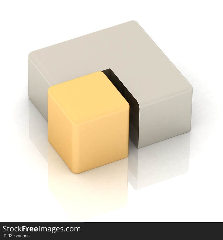 Cubic three-dimensional pie on a white background. Cubic three-dimensional pie on a white background