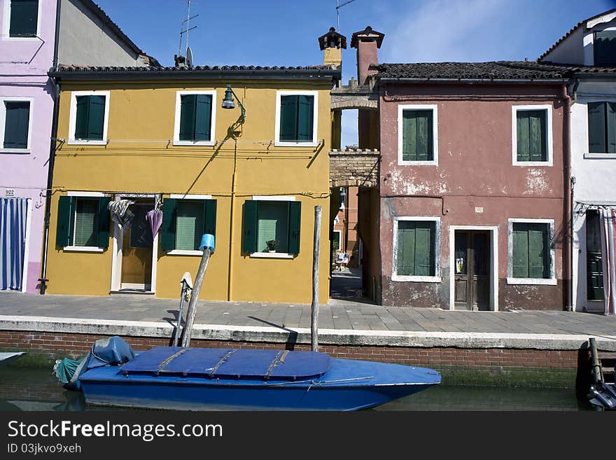 Typical Italian houses at Burano Island next to Venice. Typical Italian houses at Burano Island next to Venice