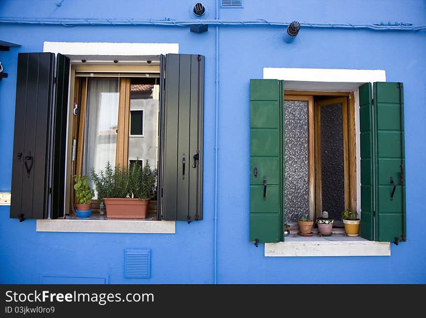 Typical Italian houses at Burano Island next to Venice. Typical Italian houses at Burano Island next to Venice