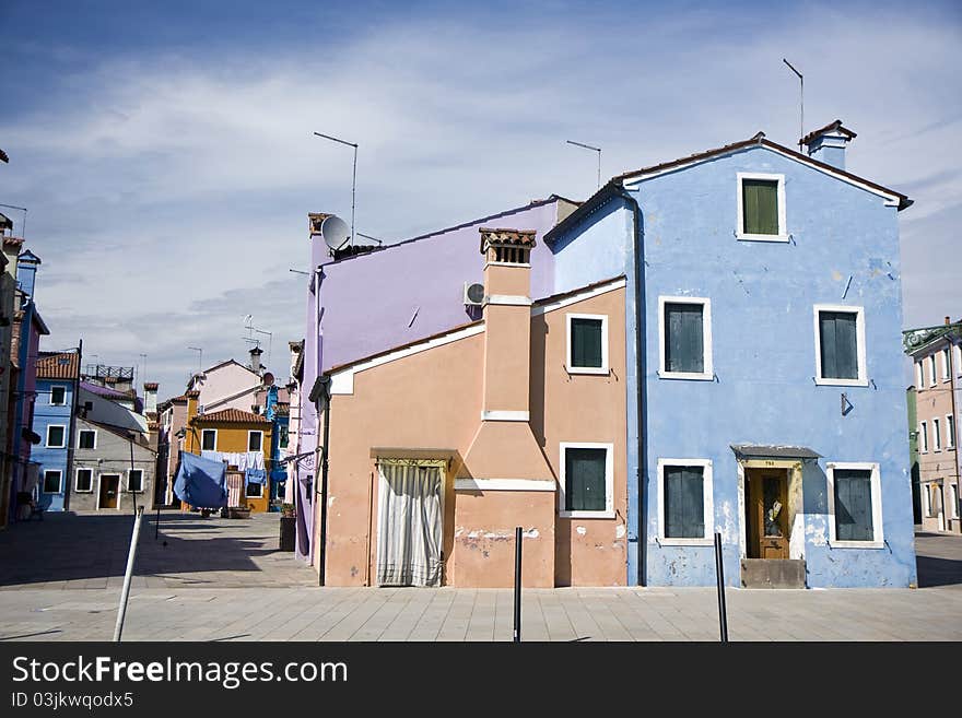 Typical Italian houses at Burano Island next to Venice. Typical Italian houses at Burano Island next to Venice